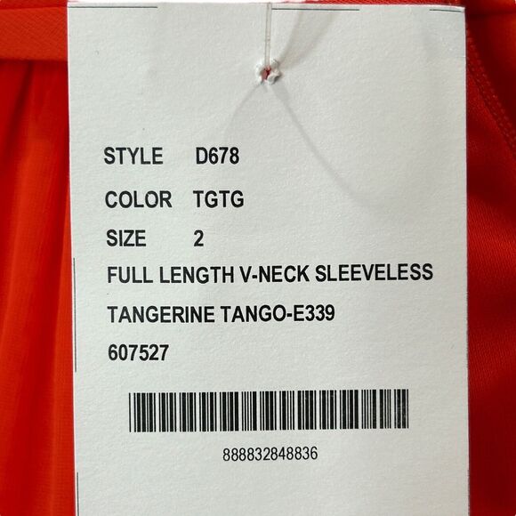 Alfred Sung Full Length Chiffon V-Neck Dress Tangerine Tango D678 Women's 2 NWT - Picture 10 of 10